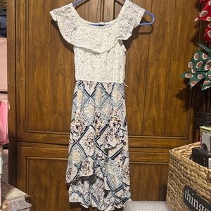 Knitworks White and Blue Casual Kids Dress